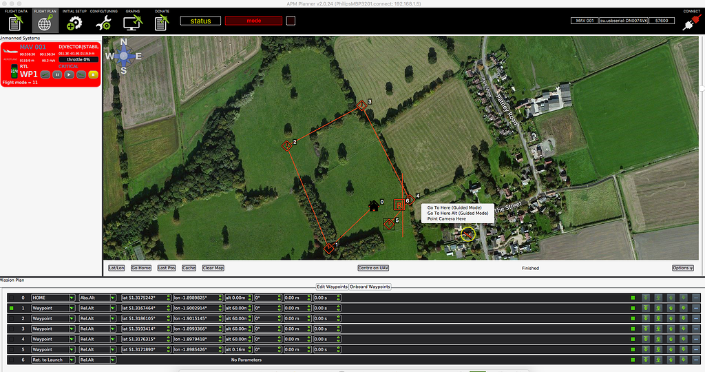 Limited Flight planning options on APM Planner 2.0.24 for MAC