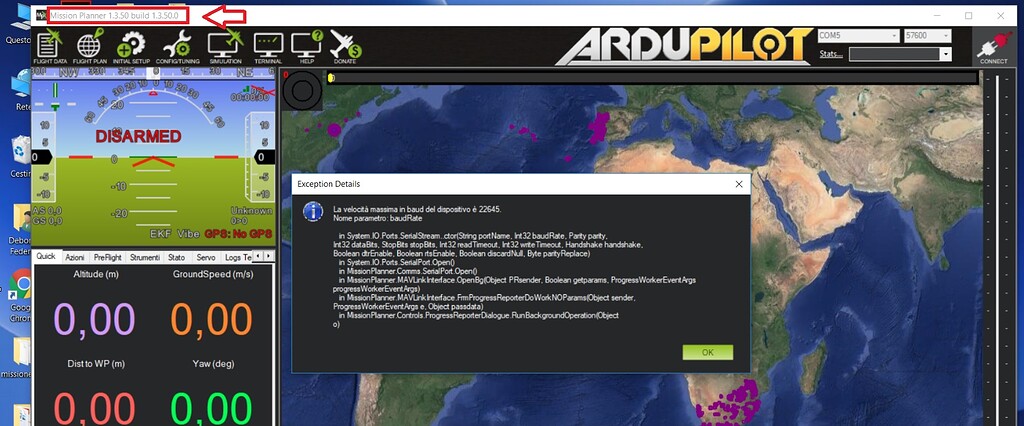 Connection Mission planner on windows 10 1709 and drone