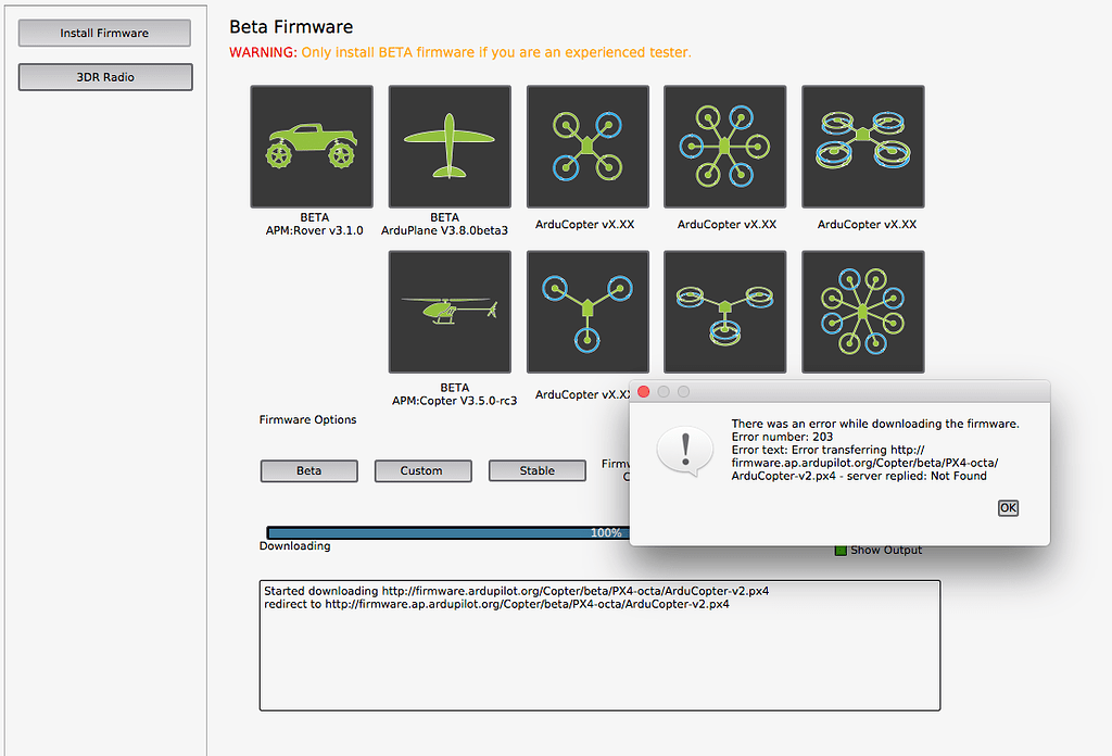 Cannot get Beta Copter to appear in Firmware APM Planner 2.0