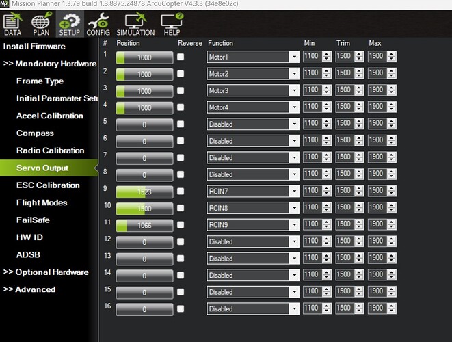 SERVO OUTPUT SETUP