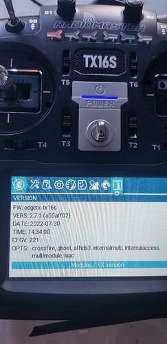 lua c shown in Version page of TX16S