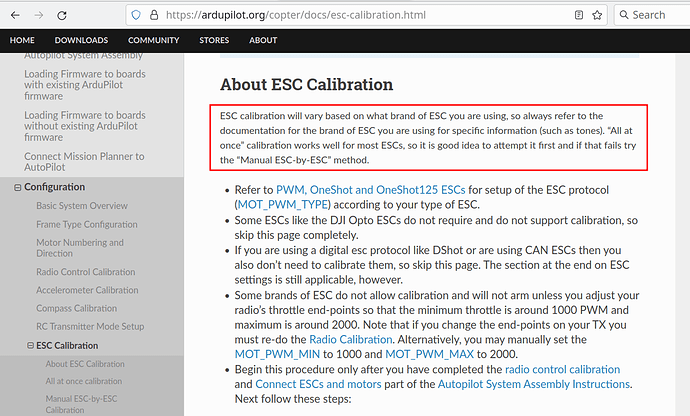 ESC Calibration
