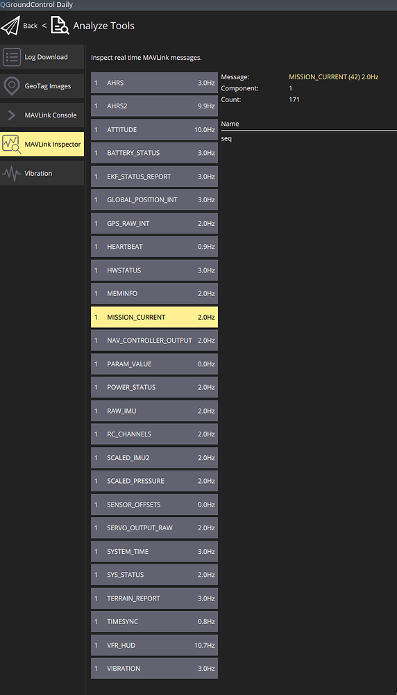 Log of Mavlink messages **sent** by QGroundControl QGroundControl