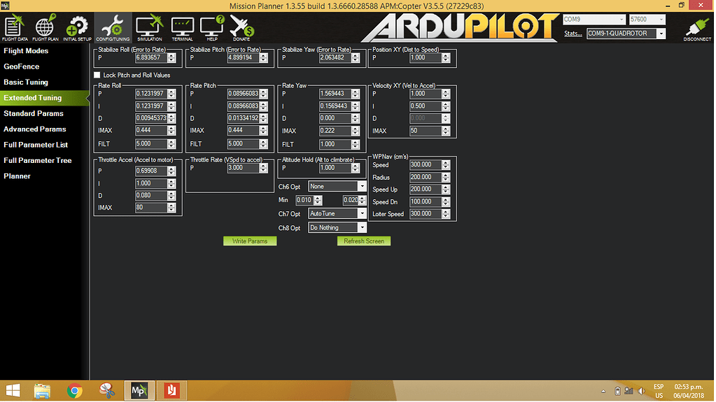 Pitch axis Oscillation in auto mode big copter Copter 3.5