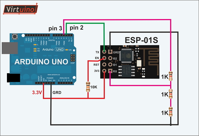 ESP01 connections to Arduino Uno