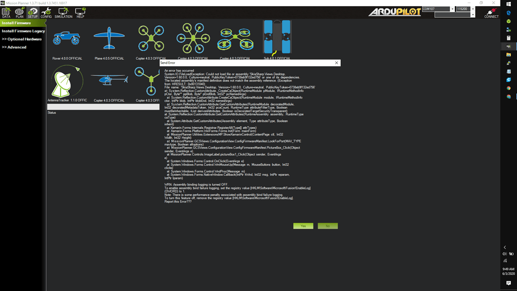 Mission planner install firmware issue Mission Planner ArduPilot