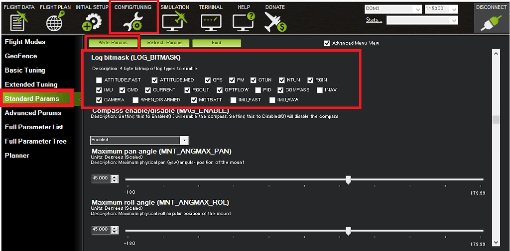 How to delete map information Data flash Log Mission Planner