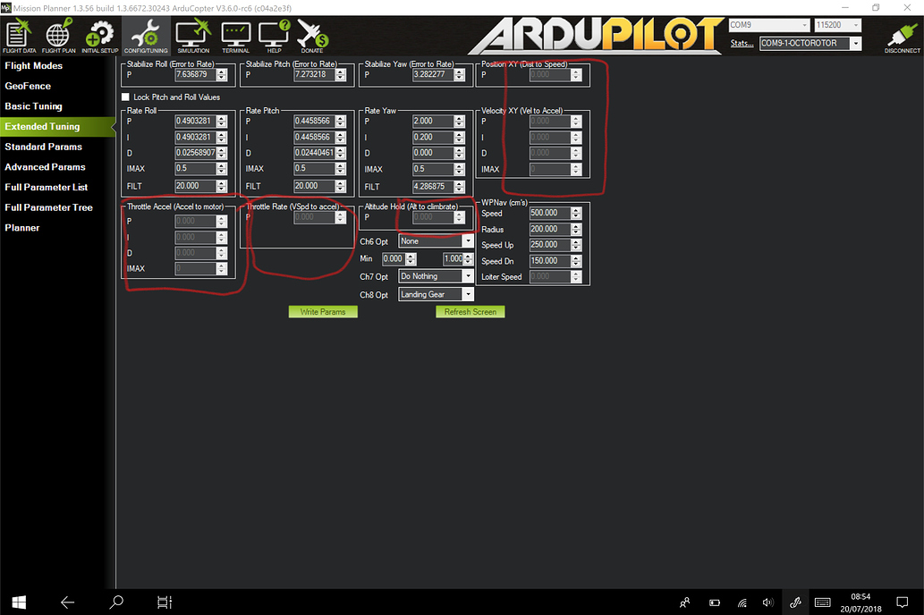 Extended Tuning Parameters To Zero After Firmware Update Arducopter 3 