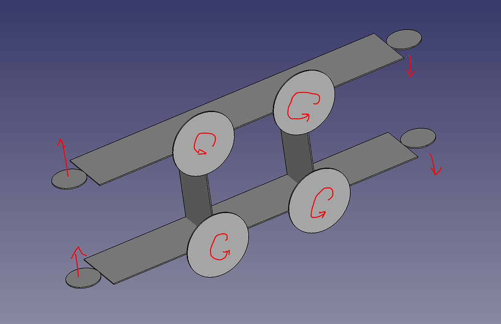 Tailsitter, Quad X Motor, all motors with CCW rotation, tail rotor to compensate VTOL Plane