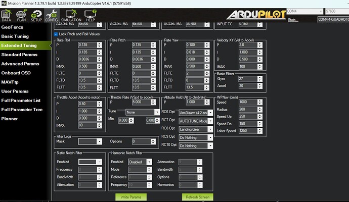 Extended Tuning Page - Defaults