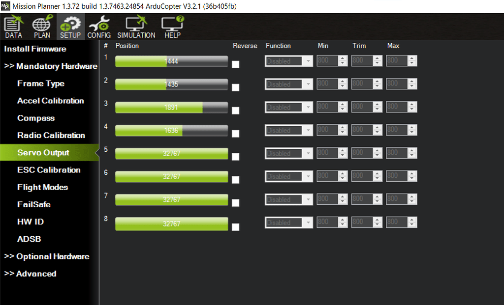 Wrong servo outputs on quadcopter using APM ArduCopter