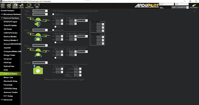 ArduPilot camera screen