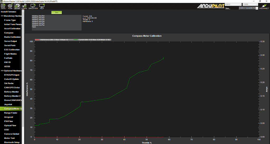 Compass/Mot calibration failed with CANL43100 Copter 4.3