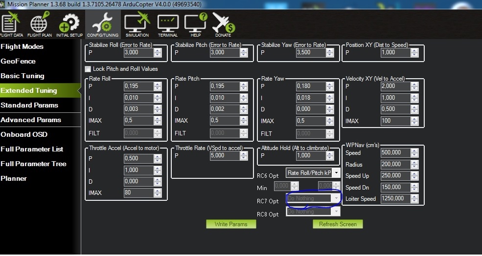 External settings don't work. FW arducopter v 4.0.0 Matek F405CTR ...