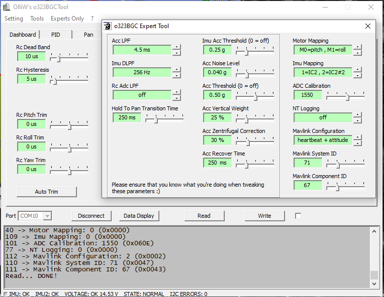 strom32 expert tool showing mavlink id