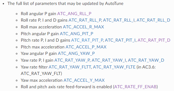 list of autotune parameters