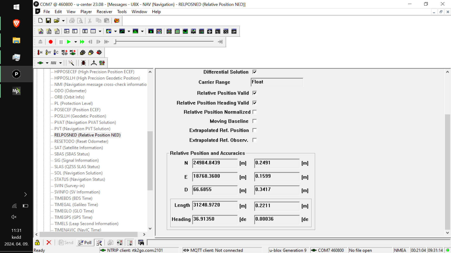 Heading informations via moving baseline configuration (GNSS-antenna ...